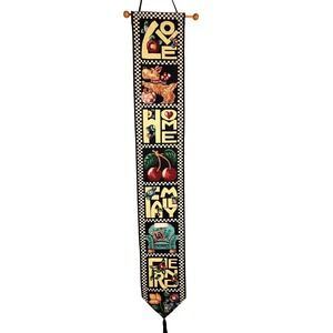 VTG Mary Englebreit Tapestry Wall Hanging Love Home Family Friend Y2K 40"‎ X 6"